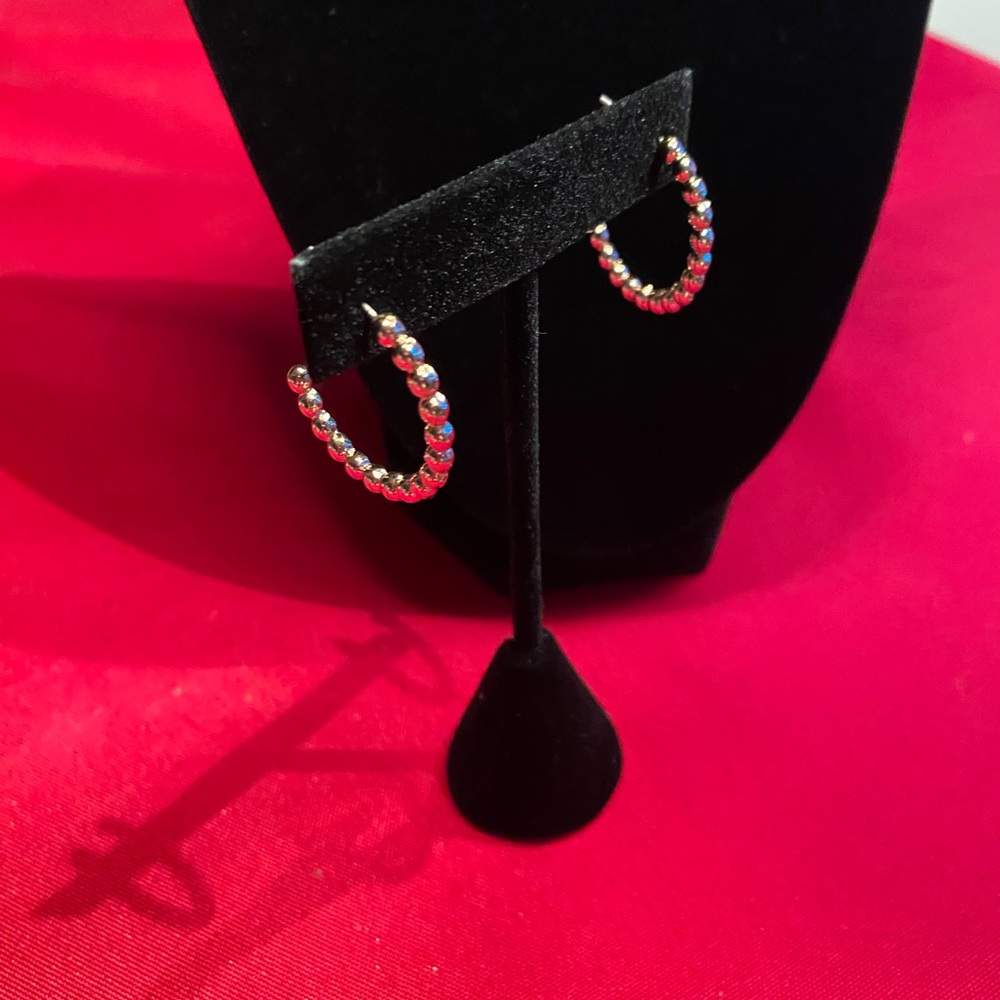 Francesca's Collections Gold Beaded Hoop Earrings. NEW - Picture 4 of 4
